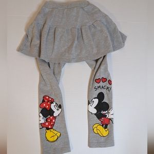Smooching Valentine's Minnie & Mickey Legging Skirt Grey Girls Size M/L